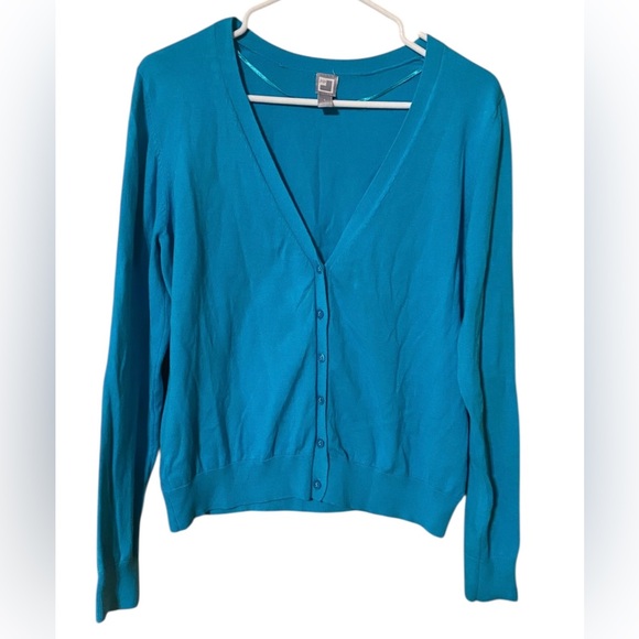 Vintage JCPenney Sweater Cardigan Women’s Large Blue Button Up Grannycore Comfy - Picture 15 of 16